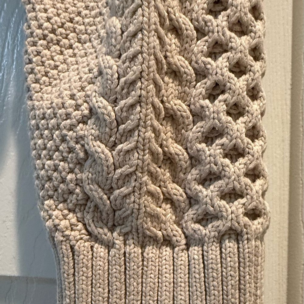 J. Crew Cropped Cable-knit Sweater - Classic Cardigan -Size Large tan black - Picture 12 of 15